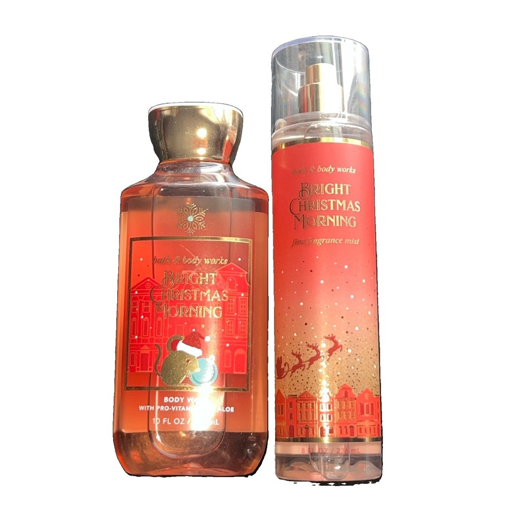 Bath & Body Works Bright Christmas Morning Fragrance Mist Spray 8oz & Body Wash